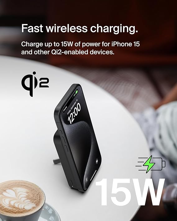 Belkin BoostCharge Pro batterie externe magnétique compatible Qi2, 8 000 mAh, noir