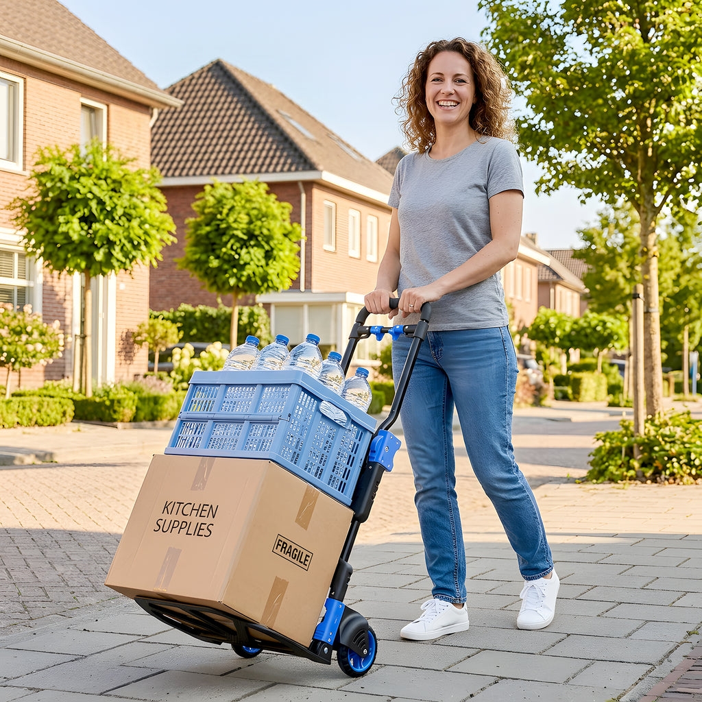 Sekey Diable pliable 2-en-1, Chariot de transport pliable en aluminium, Diable pliable et chariot plateforme, Charge maximale 150 kg