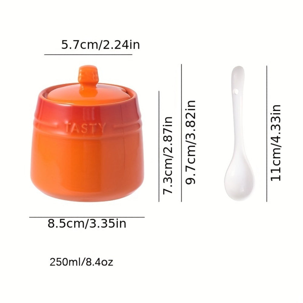 YumiPLUS Boîte en céramique avec couvercle et cuillère - lot de 1