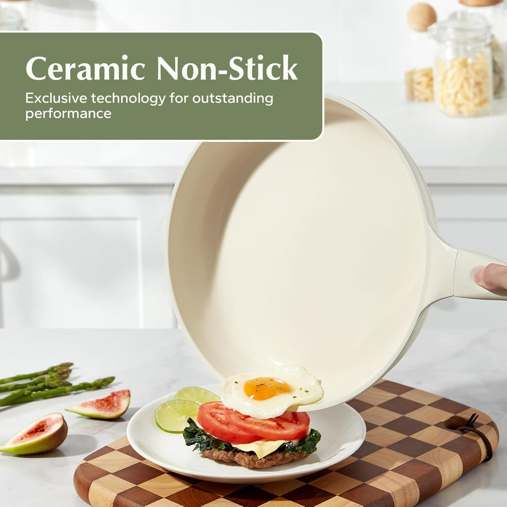 Redchef Série Starlight Poêle à frire en céramique 24 cm, Extérieur et intérieur blancs