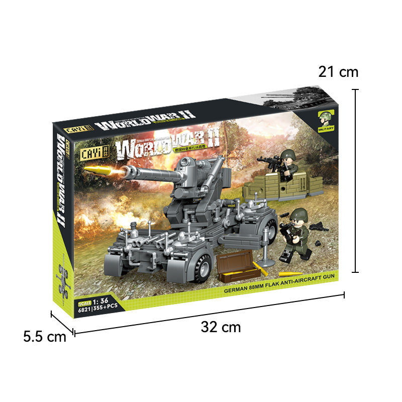 CAYI Canon antiaérien allemand 88 mm Flak 355 pcs Ensemble de blocs de construction pour constructeurs amateurs