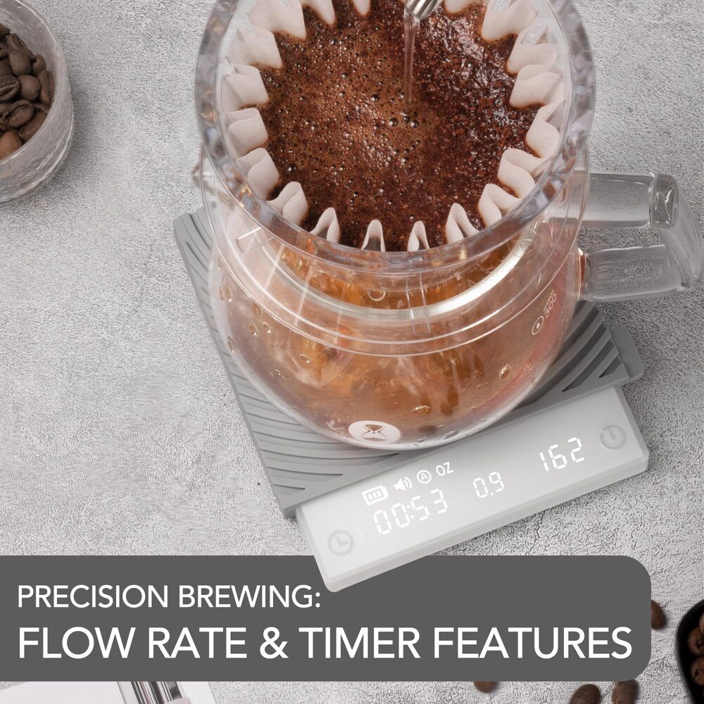 TIMEMORE Balance à Café Basic 2.0 Balance Électronique à Expresso Blanche avec Débit d'Eau et Fonction Minuteur, Commutation Libre des Unités Ounce/kg