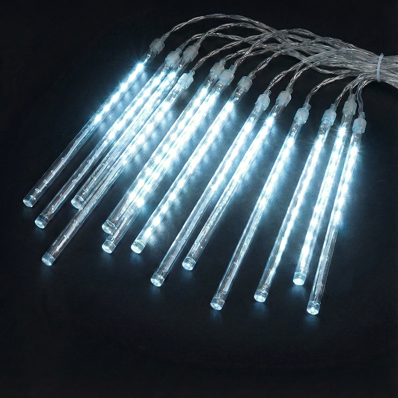 M.TK Guirlande Lumineuse Pluie de Météores avec 15 Tubes 720 LED Gouttes de Pluie Étanches Effet Chute de Neige pour Sapin de Noël (Blanc Chaud)
