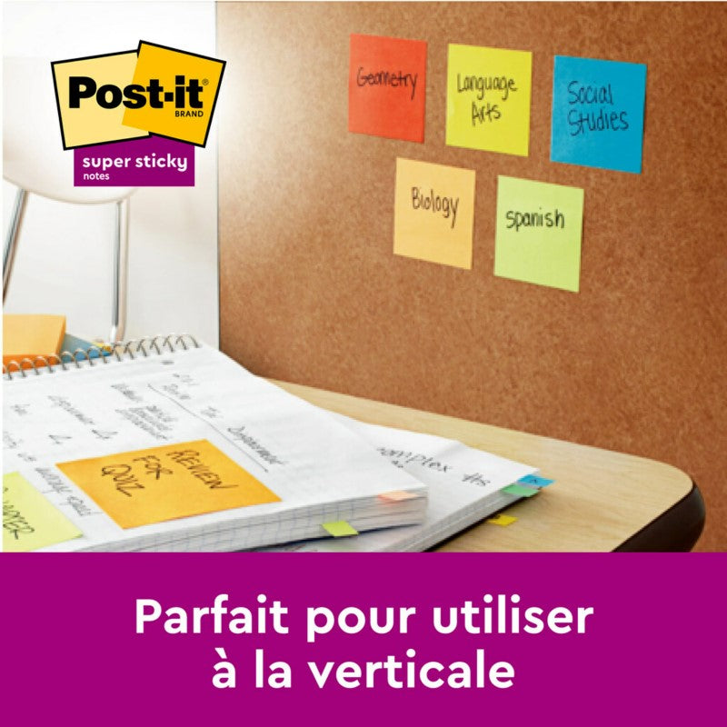 Post-It Blocs-notes super adhésifs, Collection de couleurs Soulful, 127 mm x 76 mm, 90 feuilles par bloc, 6 blocs par paquet, 100 % PEFC, SGSCH-PEFC-COC-110078
