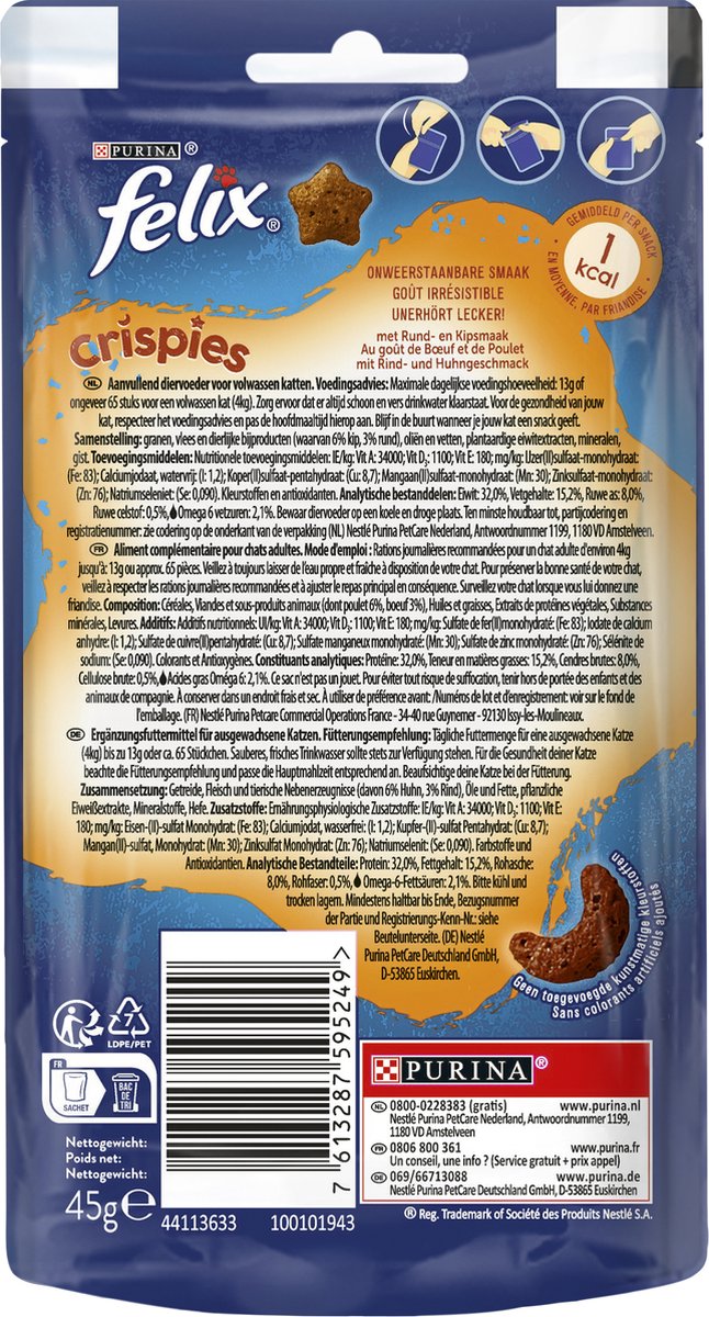 Felix Crispies Bœuf et Poulet 45 g