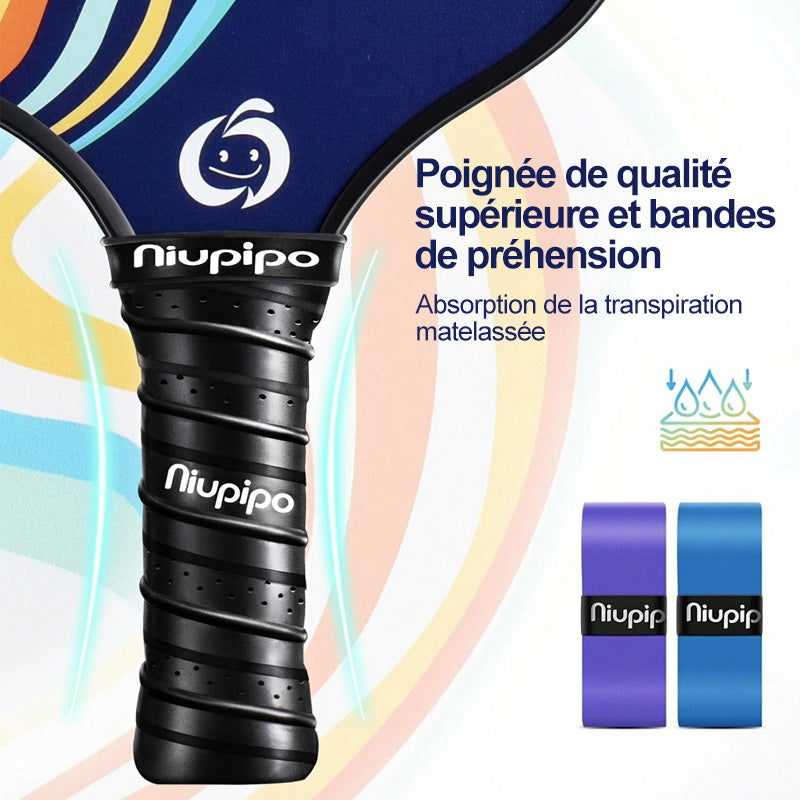 NIUPIPO MX-23 Lot de 2 paddles de pickleball en fibres de verre, noyau en polypropylène à alvéoles certifié USAPA