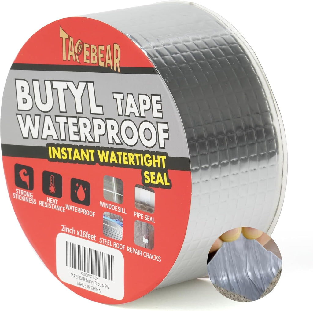 TAPEBEAR Ruban d’étanchéité en butyle argent - 50 mm x 5 m