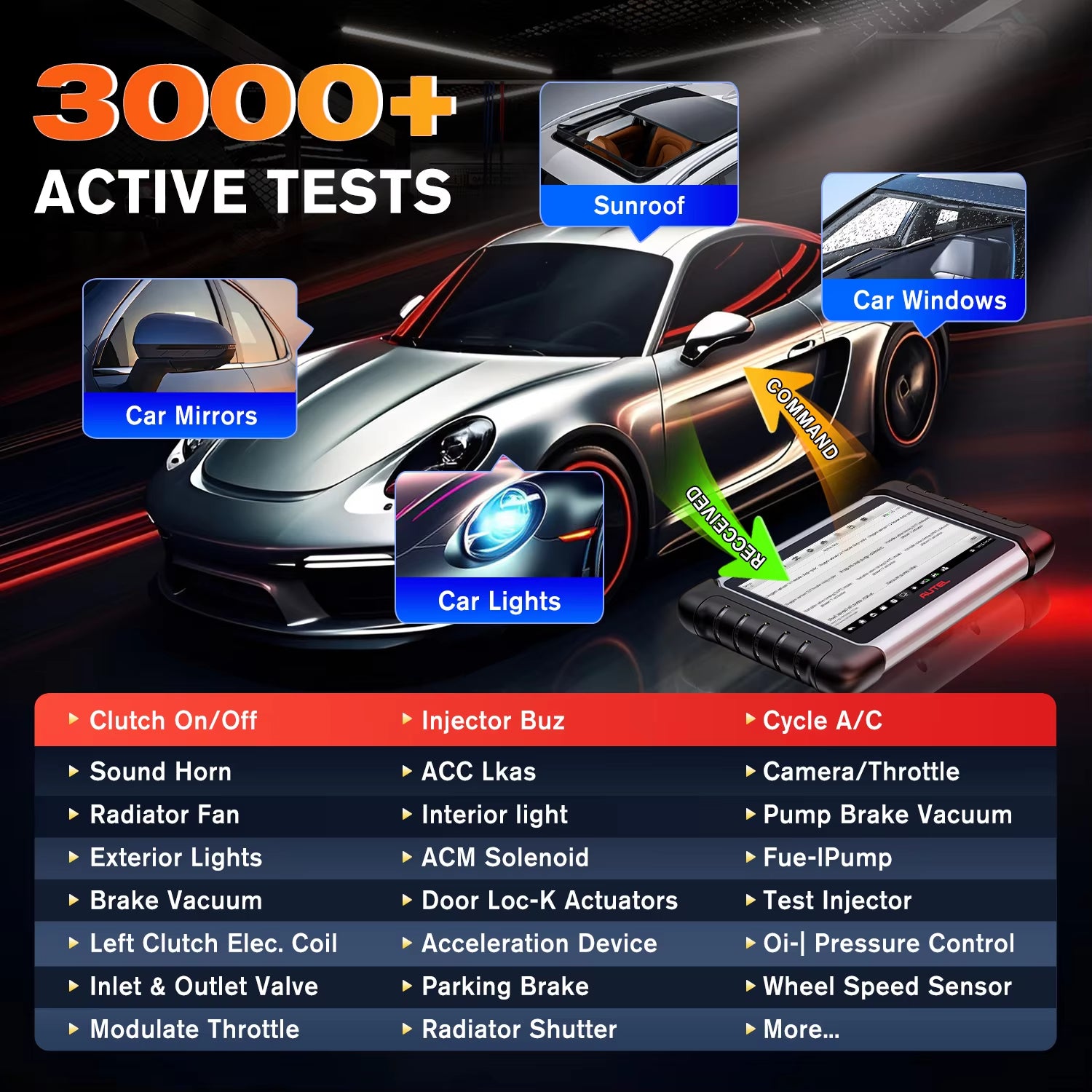 Autel MaxiCOM MK808BT PRO Scanner OBD2 Bluetooth, outil de diagnostic automobile avec lecteur de codes PK MK808KBT, MK808S
