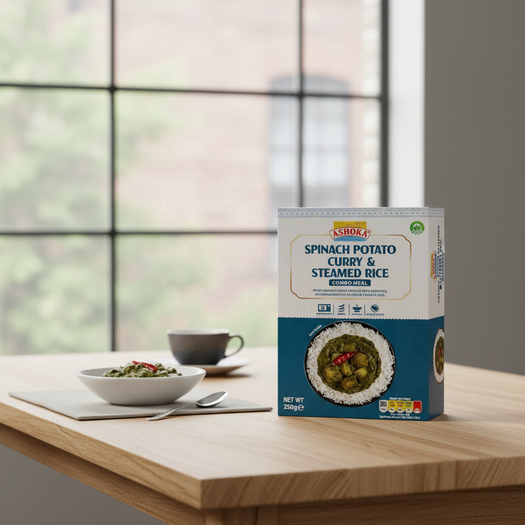 ASHOKA Curry de pommes de terre aux épinards avec riz à la vapeur - 250 g