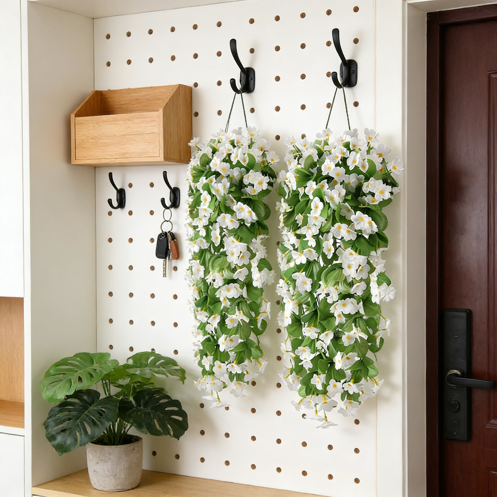 2 Pièces 30,7 in / 78 cm Plantes Artificielles Faux Fleurs Suspendues pour Décoration Extérieure Printemps Été