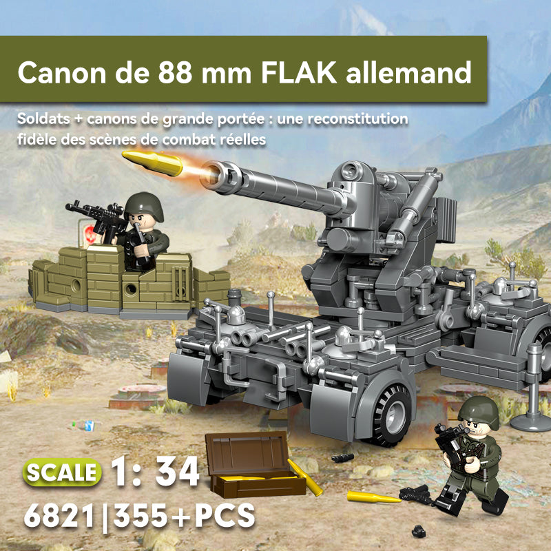 CAYI Canon antiaérien allemand 88 mm Flak 355 pcs Ensemble de blocs de construction pour constructeurs amateurs