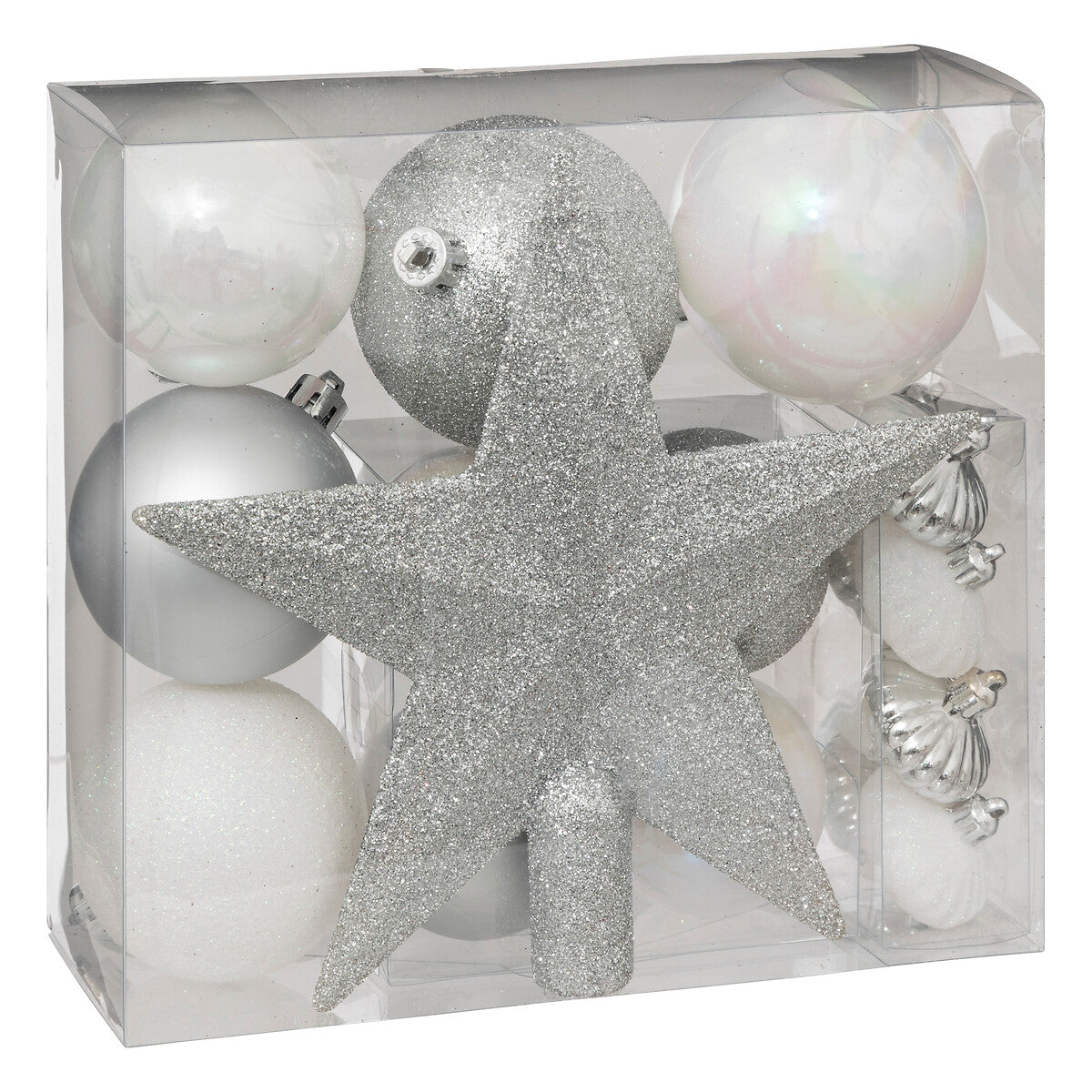 Atmosphera Lot de 18 boules de Noël argent