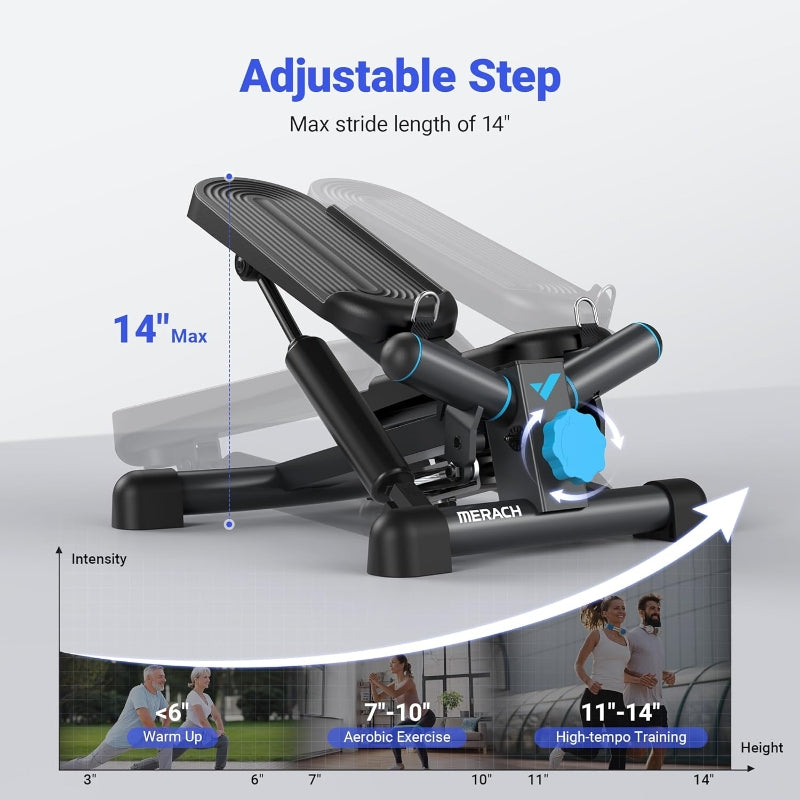 Merach Mini-stepper avec bandes de résistance pour entraînement complet du corps à domicile