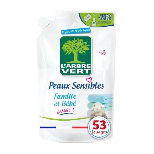L'ARBRE VERT Adoucissant Concentré Bébé Hypoallergénique, 97 % Origine Naturelle, 53 Lavages, 800 ml