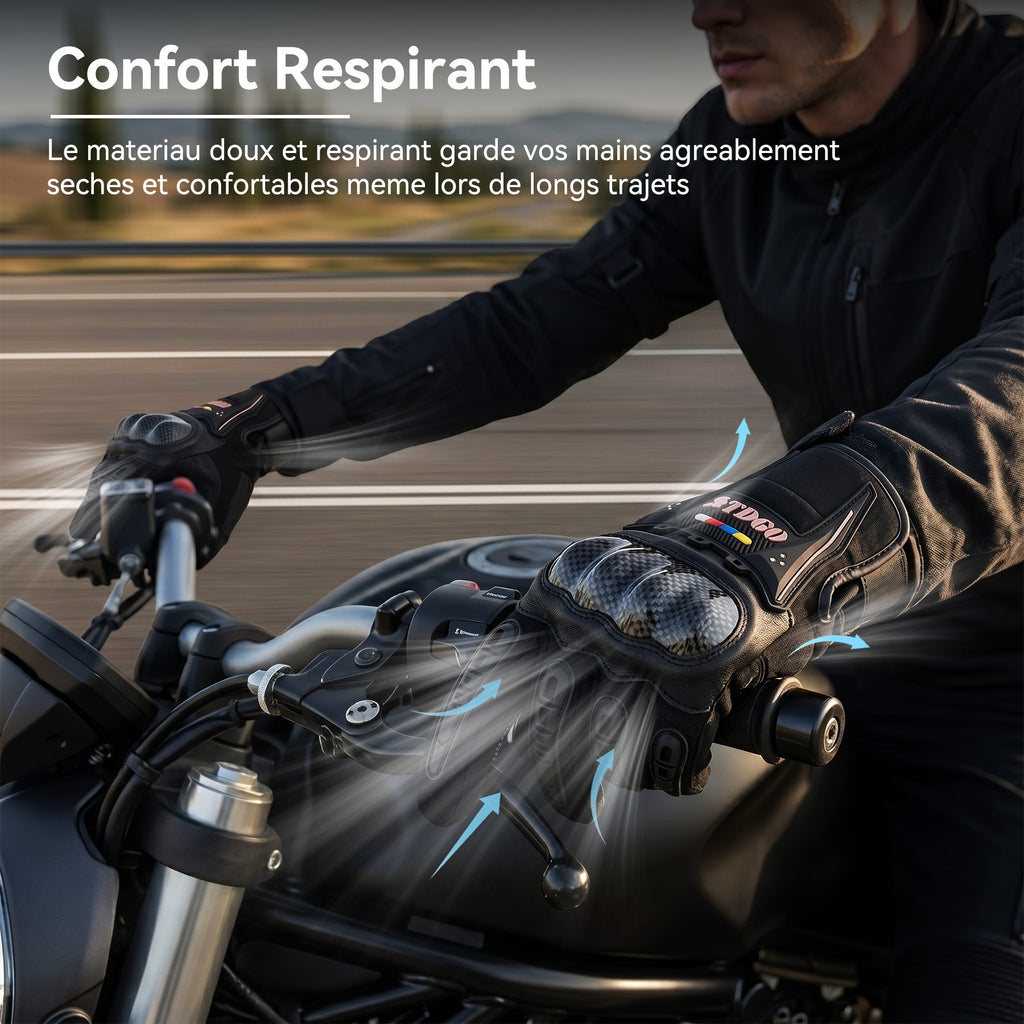 Gants de Moto Homme, Gants De Moto Toutes Saisons avec Protection Des Articulations Et Fonction Tactile, Gants Extérieurs Respirants pour Hommes Et Femmes, Convient Pour Moto, Vélo, Trottinette XL