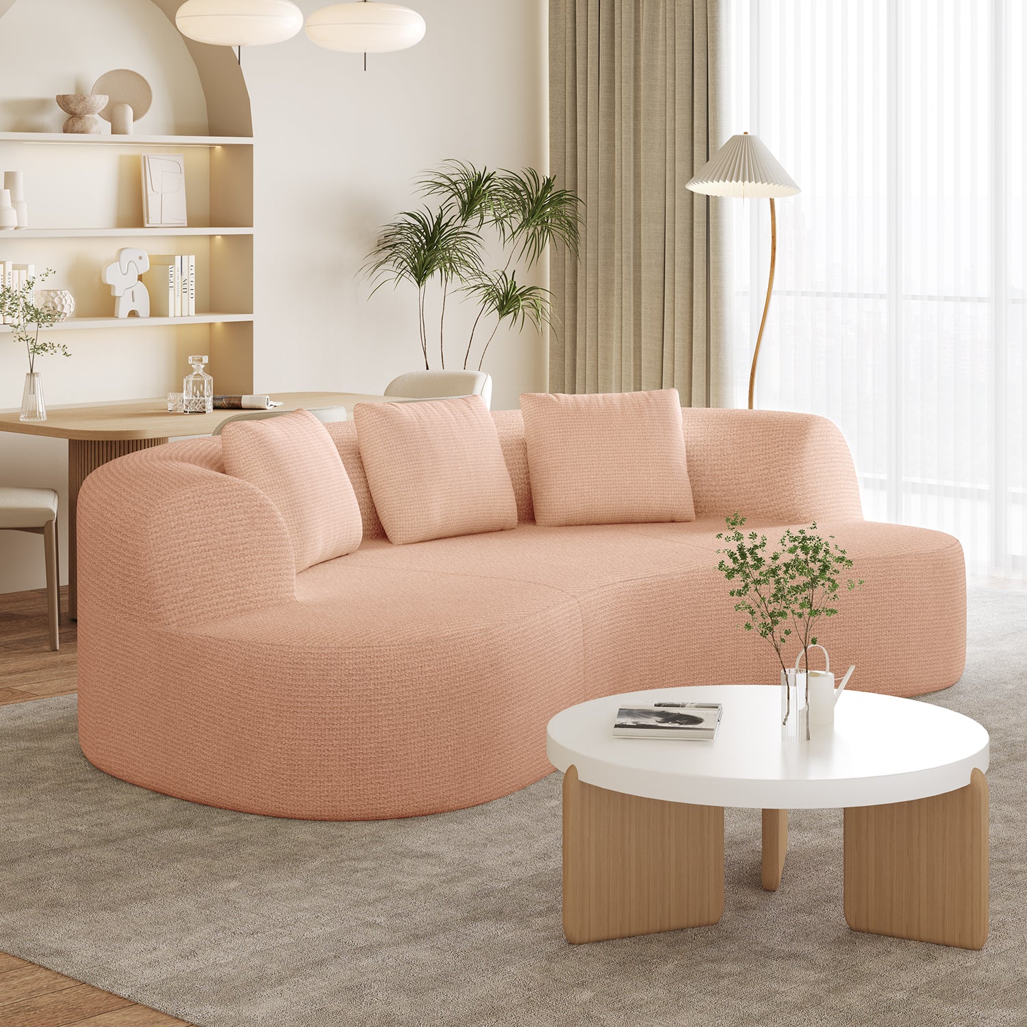 GTIMEX : Canapé 2 places série Lexzurn, Canapé modulable en chenille, 168 x 90 x 67 cm, Capacité de charge statique : 270 kg, Aucun assemblage requis, Canapé sans armatures, Canapé rembourré au design incurvé avec 3 coussins décoratifs pour salon et 