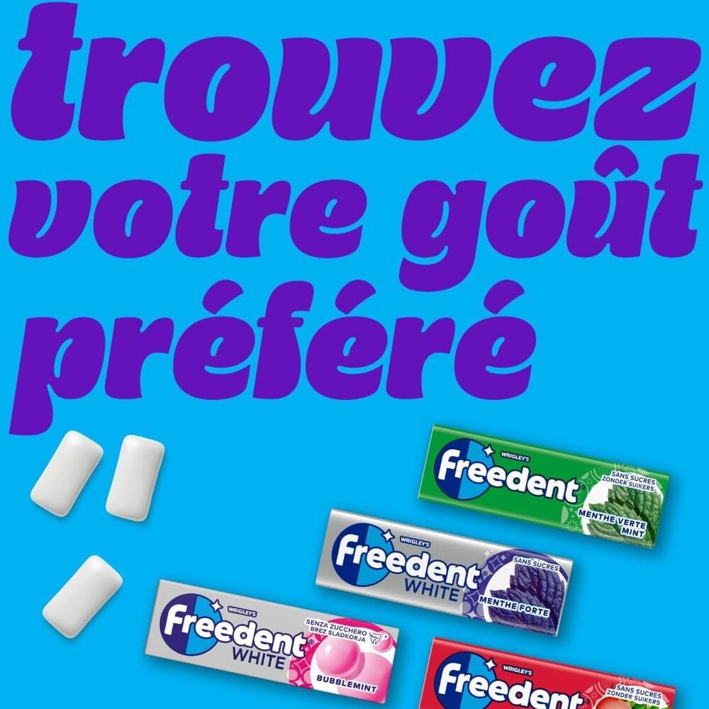 FREEDENT Chewing Gum à la fraise 5 paquets de 10 dragées - 70 g
