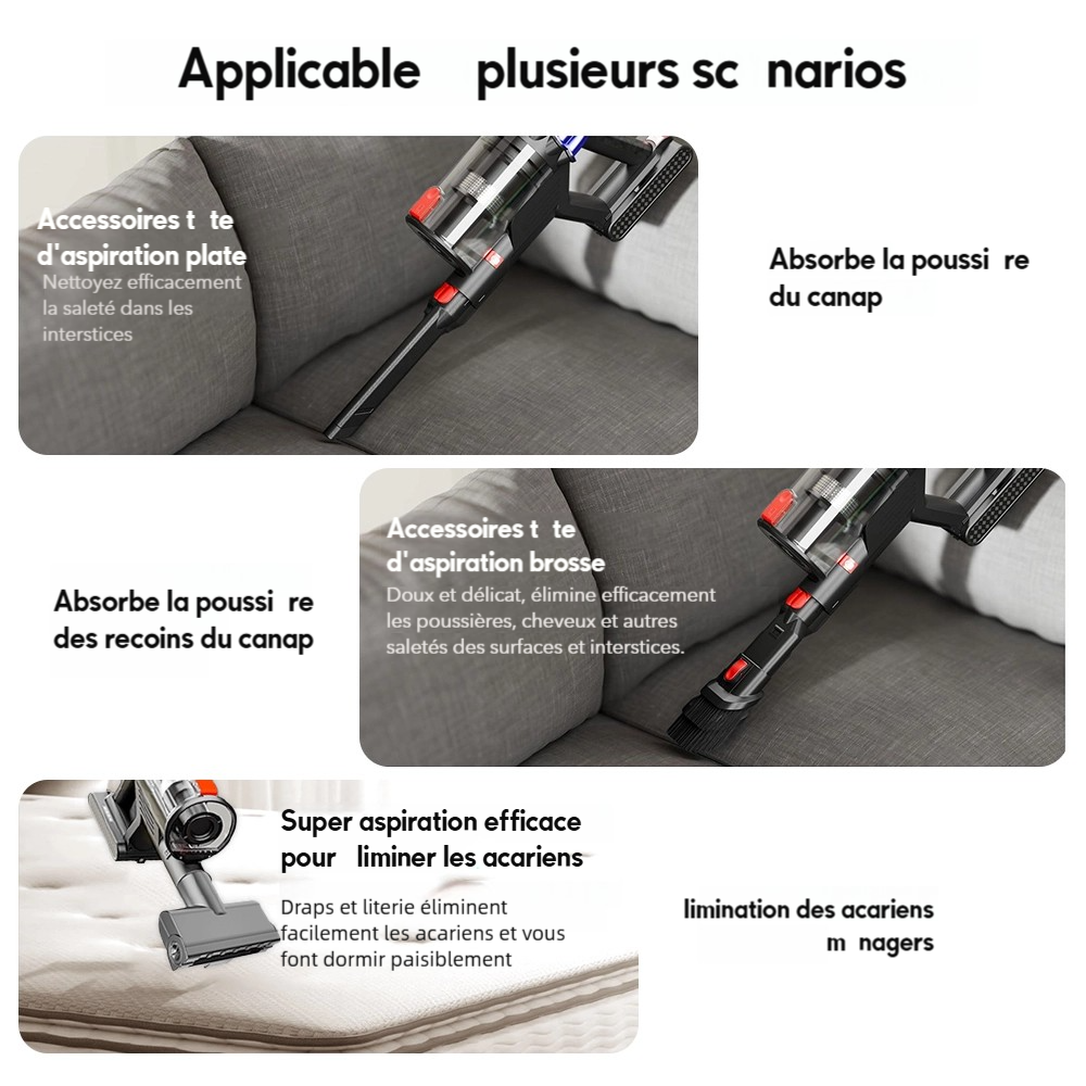 COTIAR V22 Aspirateur sans fil 650 W, 55 kPa de puissance d’aspiration, moteur sans balais, 1,2 L de capacité, écran LED, pour sols et tapis, capture des poils d’animaux - Violet