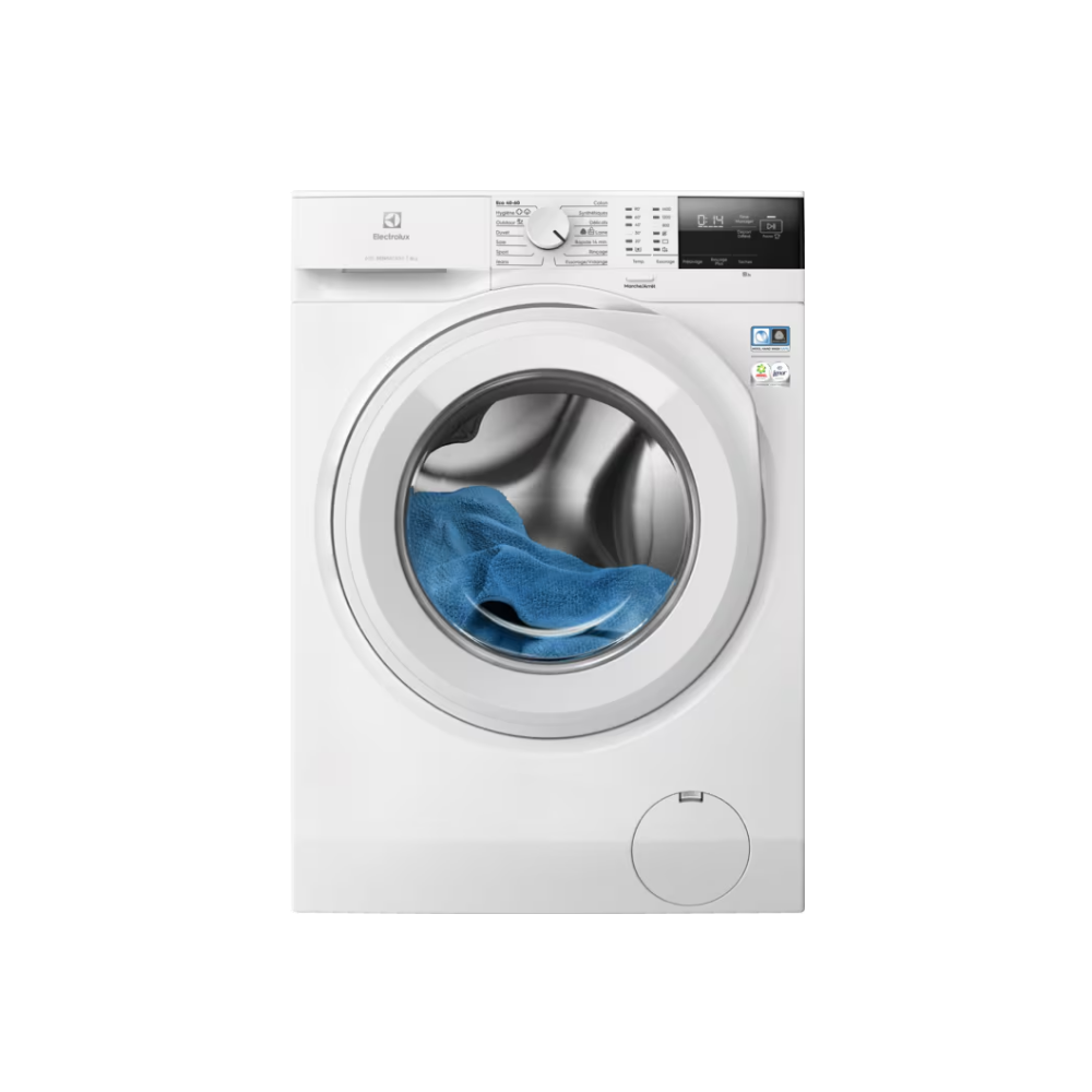 Electrolux EW6FI4805AW Lave-Linge frontal 8 kg avec hygiène vapeur, SensiCare et 1400 tr/min - Blanc