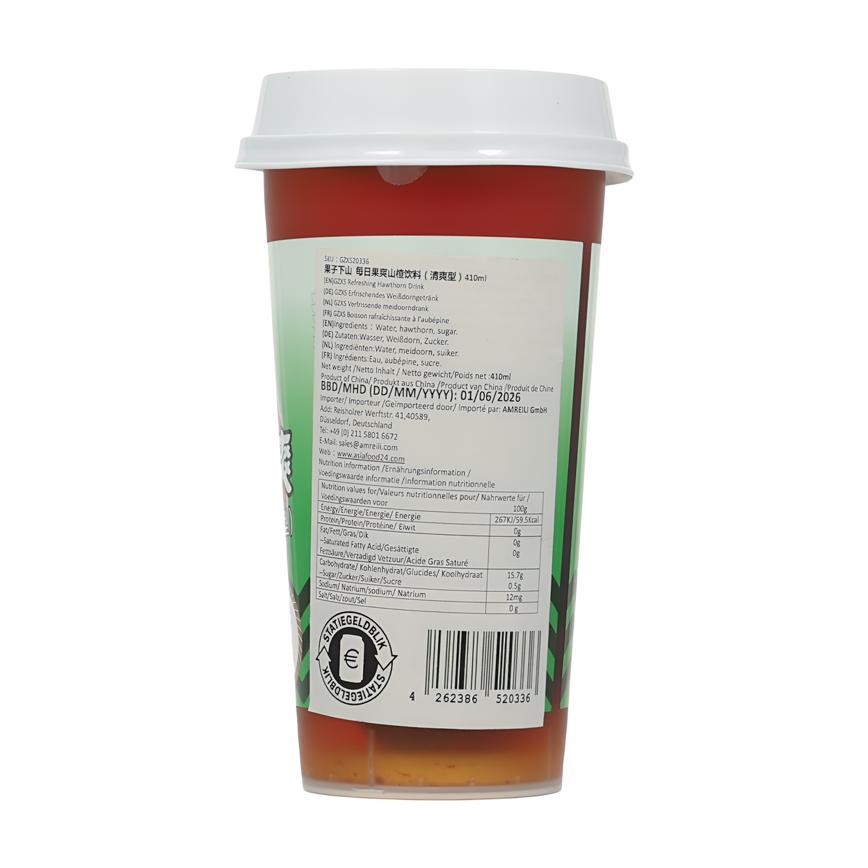 Guozixiashan boisson rafraîchissante quotidienne à l'aubépine en canette 380 ml
