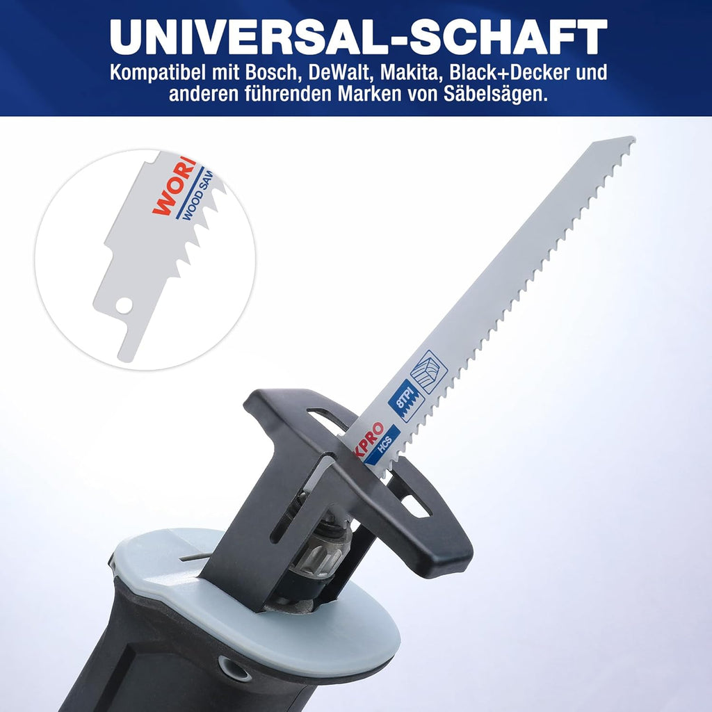 WORKPRO Lames de scie alternatives pour bois, métal et plastique, compatibles Bosch, Dewalt, Makita, Ryobi, Milwaukee, avec sac - 32 pièces