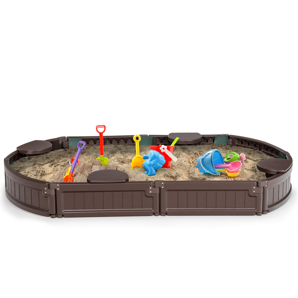 Costway Bac à sable ovale 185 cm avec bâche imperméable