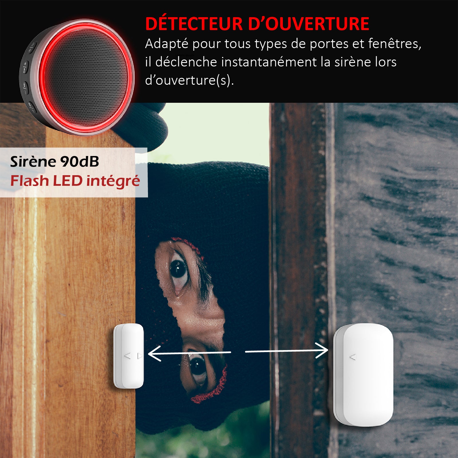 KYF Capteur de porte/fenêtre additionnel pour KYF-ALARM-009