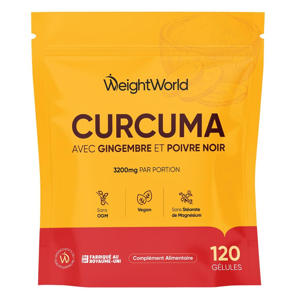 WeightWorld Curcuma avec gingembre et poivre noir 1600 mg 120 gélules