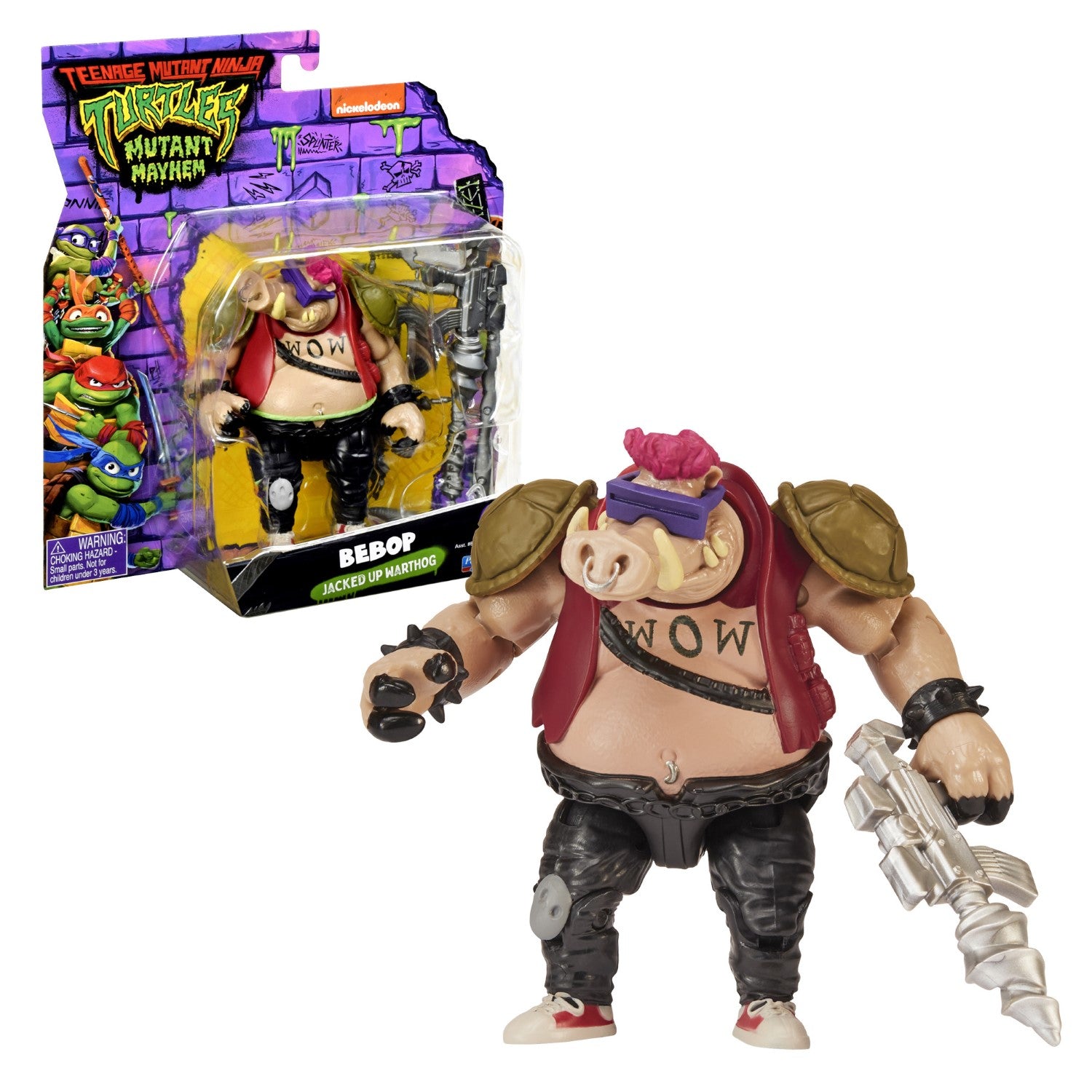 TORTUES NINJA Les Tortues Ninja, Figurine articulée de 11,5 cm, avec armes, Bebop, Jouet pour enfants dès 4 ans, TU8058