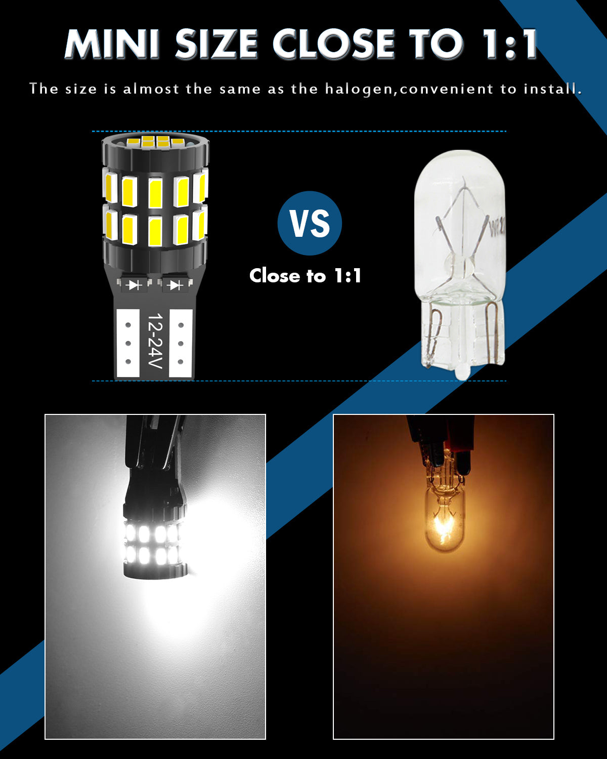 Katur 194 T10 W5W 501 168 Ampoule LED ultra lumineuse 6000 K blanc xénon 12-24 V compatible bus CAN sans erreur, ampoule LED de remplacement pour plafonnier, liseuse