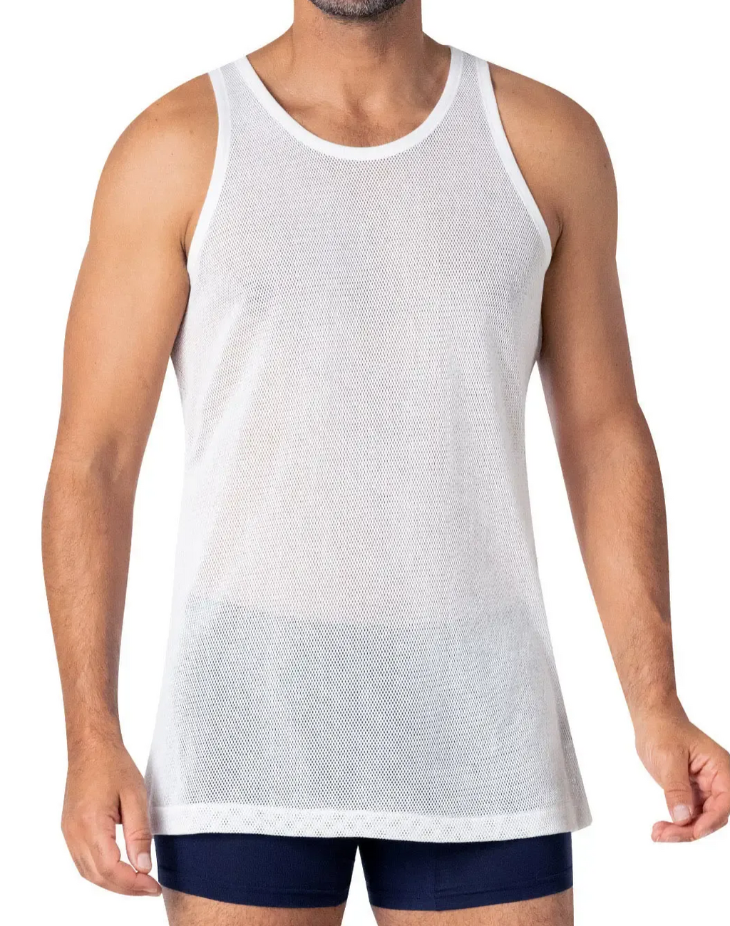 EMINENCE Débardeur homme maille aérée Pur Coton, Blanc
