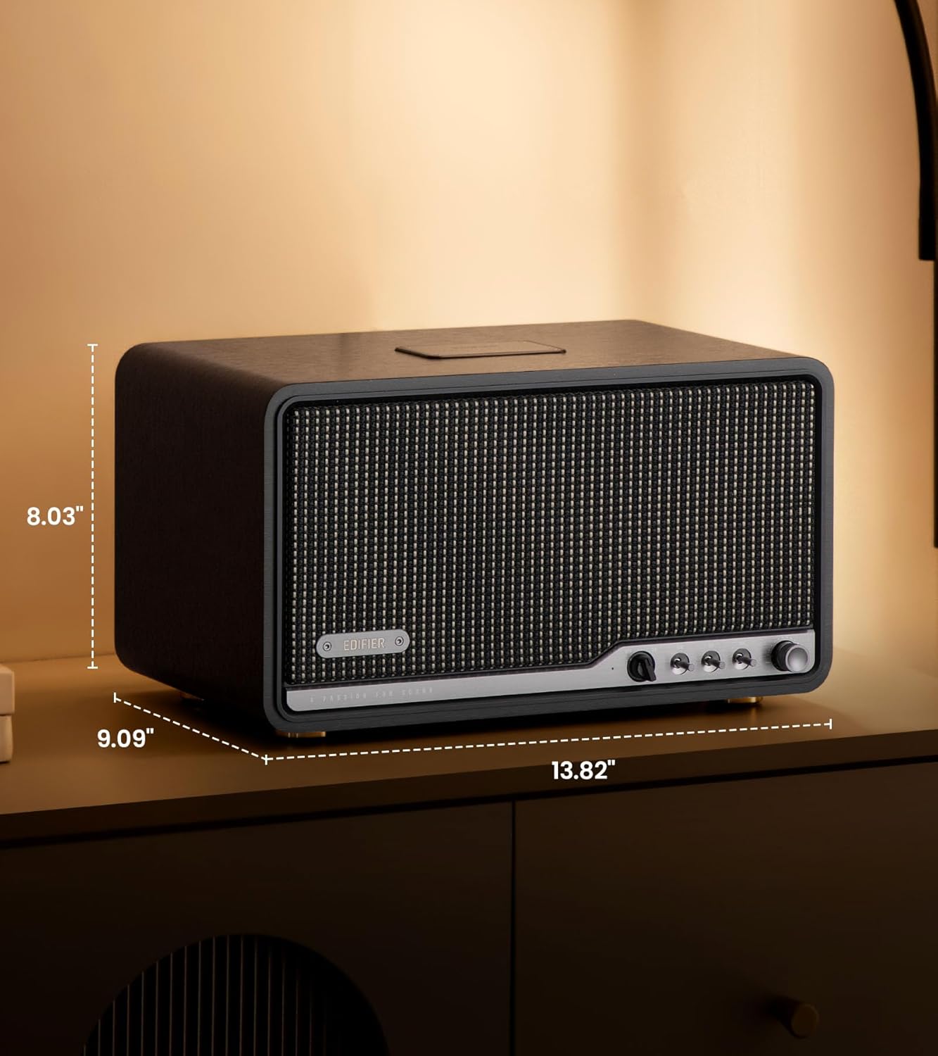 Edifier S300 enceinte de bureau Hi-Fi, audio Hi-Res LDAC, multiroom sans fil et appairage stéréo, 80 W, compatible AirPlay 2, Bluetooth 5.4, USB-C et AUX, design rétro, télécommande