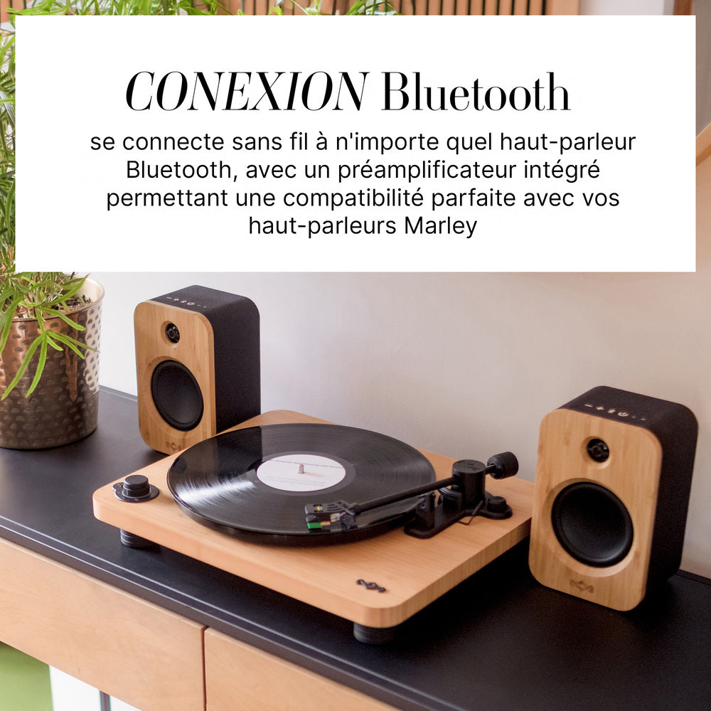 House of Marley Stir It Up Lux Platine vinyle Bluetooth à 2 vitesses - Verre et bambou
