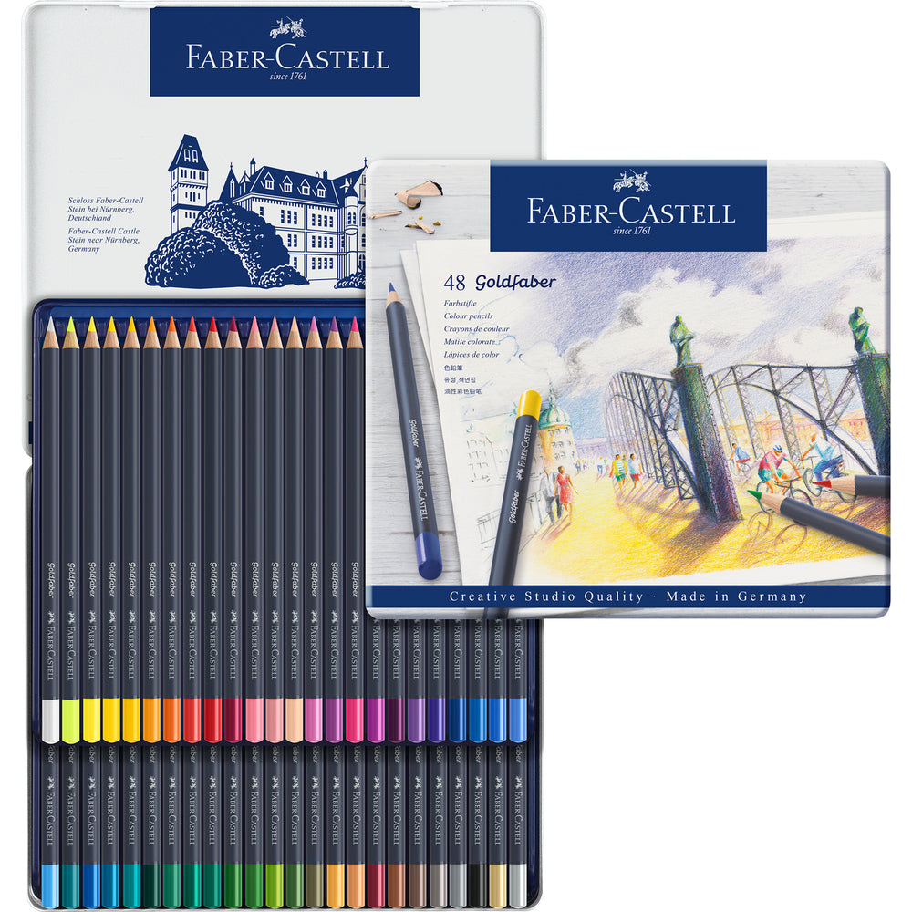 Faber-Castell Boîte en métal de 48 crayons de couleur