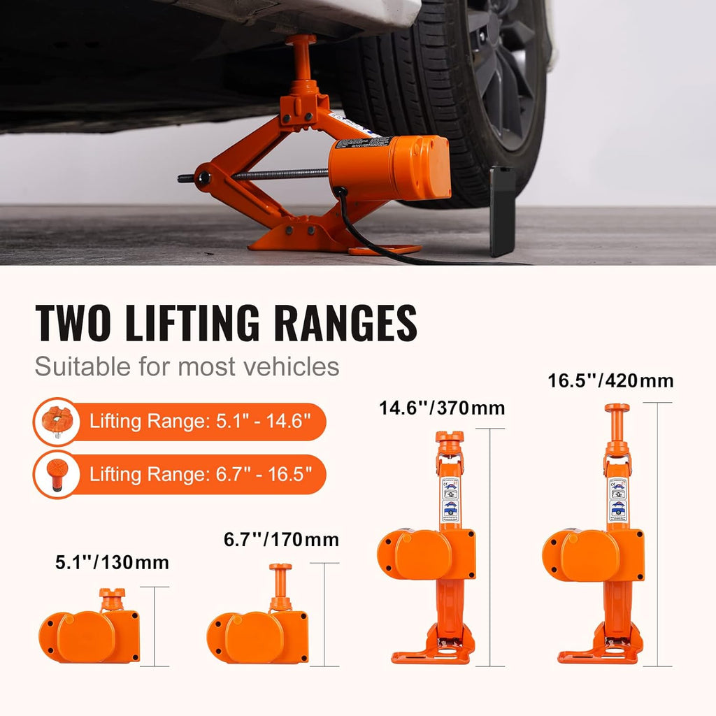 VEVOR Cric électrique pour voiture 3 t/2993,7 kg 12 V, cric à ciseaux électrique à double patin avec télécommande, cric portable pour remplacement de pneus de berline, SUV et camion