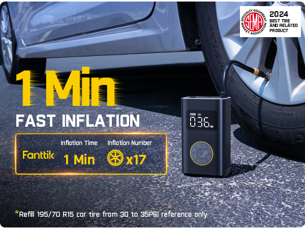 Fanttik X9 Pro Gonfleur de pneus portable, gonflage rapide 1 min, manomètre numérique pour pneus, compresseur d’air 150 PSI pour voitures compactes, vélos électriques, motos et ballons