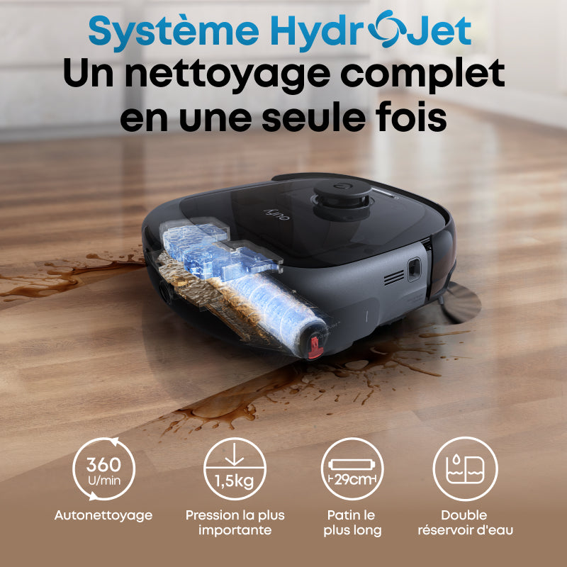 eufy Robot Vacuum Omni E25, aspirateur robot 2-en-1 avec fonction de lavage, élimine les taches tenaces, aspiration inégalée de 20 000 Pa pour un nettoyage en profondeur