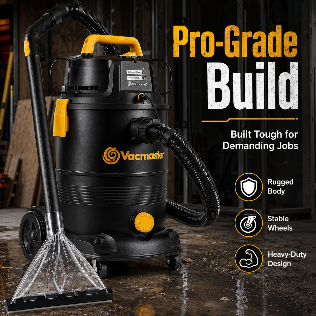 Vacmaster VK1330PWR Aspirateur eau et poussière 1300 W 30 L 3-en-1 Nettoyeur de sols et tapis à double bac 60 x 35 x 45