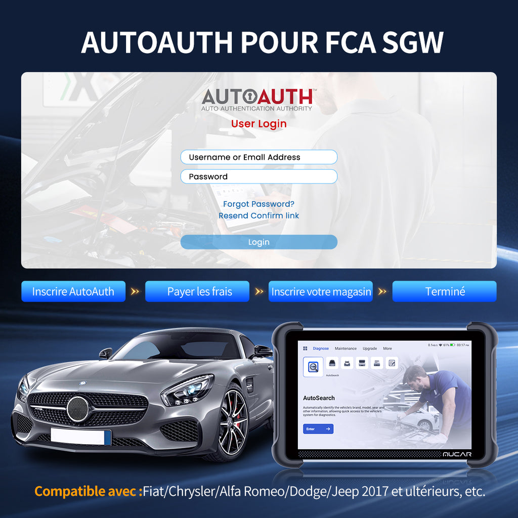 MUCAR 892BT Scanner OBD2 professionnel avec mises à jour gratuites à vie, codage ECU, tests bidirectionnels, CAN-FD & DoIP, diagnostic IA, tablette 8" avec VCI magnétique