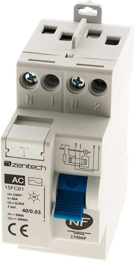 Interrupteur différentiel 40/2 30mA Type AC NF - Zenitech