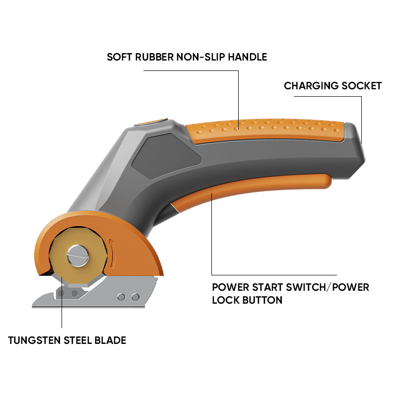 GARTOL 4 V Cutter rotatif sans fil pour papier, carton ondulé, moquette, cuir, feutre, plastique et autres matériaux polyvalents, avec sac à poussière et lame de rechange