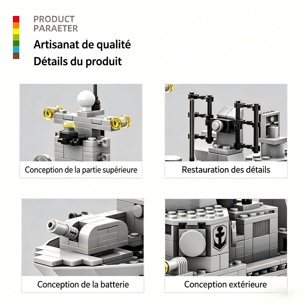 WANGE Destroyer 533 pièces Ensemble de blocs de construction pour constructeurs amateurs