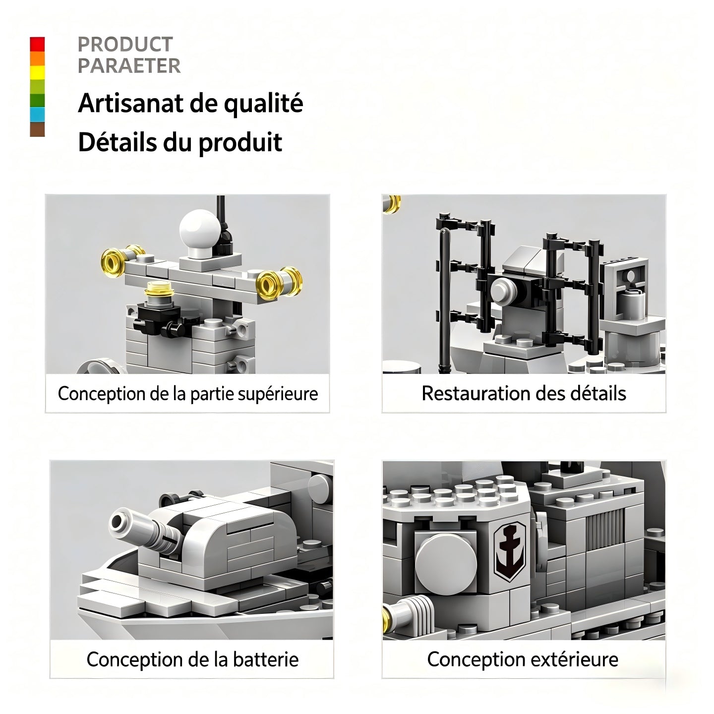 WANGE Destroyer 533 pièces Ensemble de blocs de construction pour constructeurs amateurs