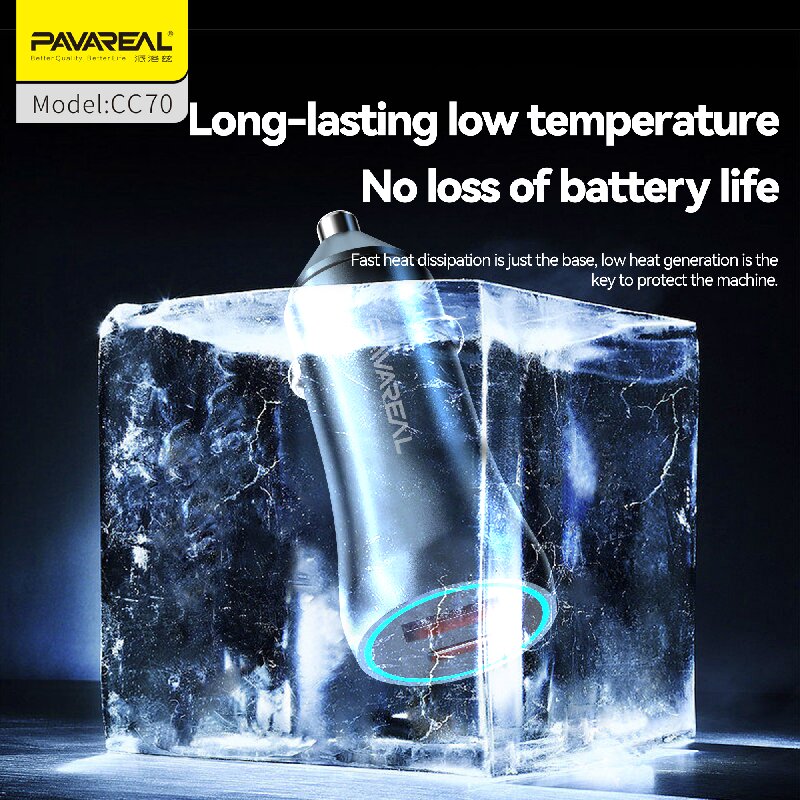 PAVAREAL Chargeur de voiture CC70 PD20W+100W compatible charge rapide pour séries iPhone, iPad