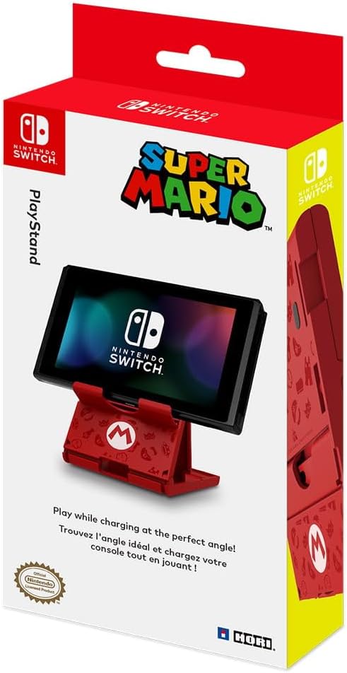 Hori Super Mario Support PlayStand pour console Nintendo Switch - Support Réglable 3 Positions - Licence officielle - Rouge