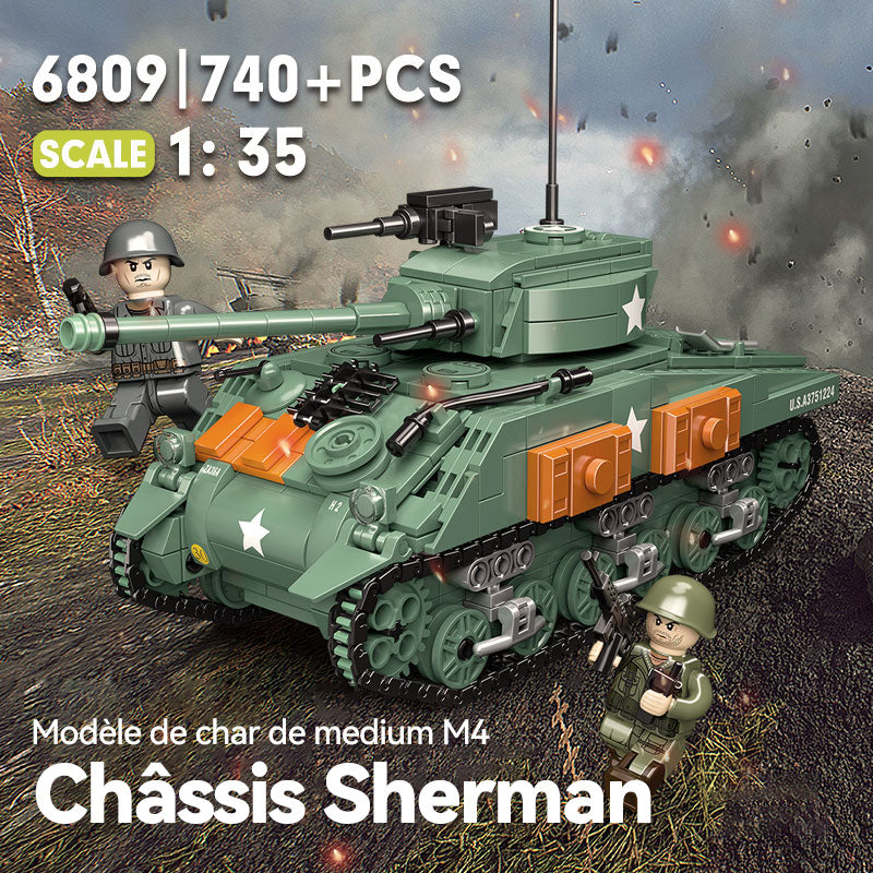 CAYI M4 Tank Sherman 740 Pièces Ensemble de Blocs de Construction pour Bricoleurs