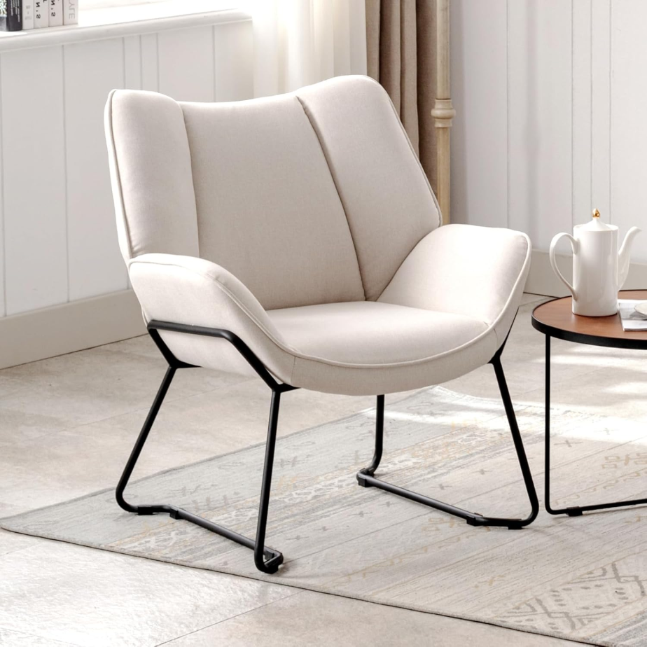 CHAIRUS Fauteuil cabriolet rembourré chenille Bleu avec pieds en métal 67 x 71,5 x 80 cm