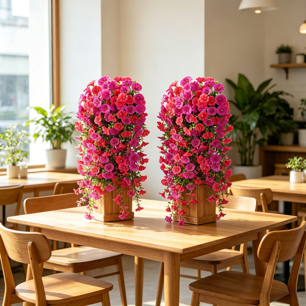 Yuejia 4 pièces 30 po/76 cm Fleurs artificielles d’extérieur, fausses fleurs artificielles suspendues d’extérieur, fleurs suspendues réalistes