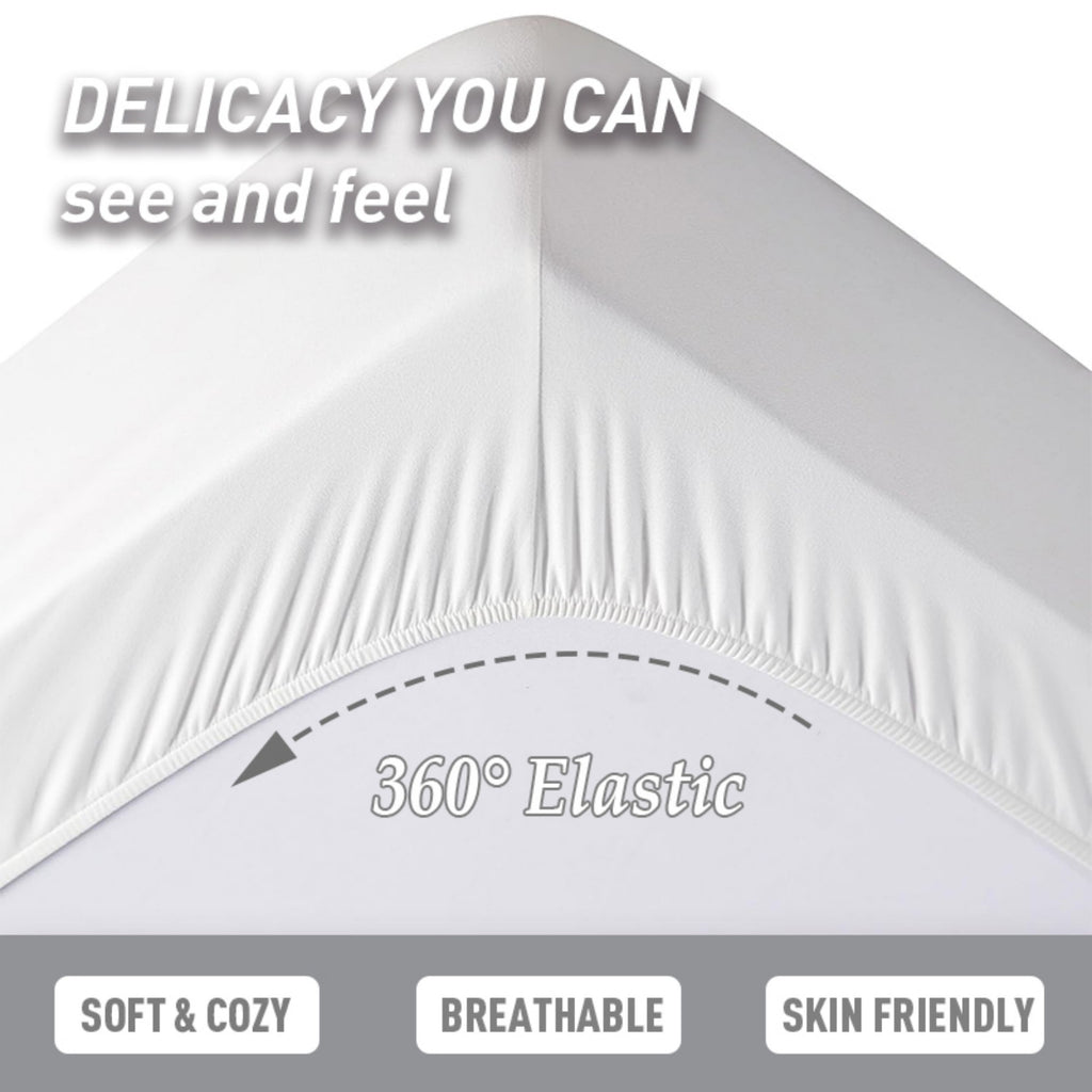 LEBONSOIR Drap-housse 160 x 200 cm, bonnet profond 30 cm / 12 po, microfibre douce, élastique anti-déboîtement, 1 drap-housse uniquement, Blanc