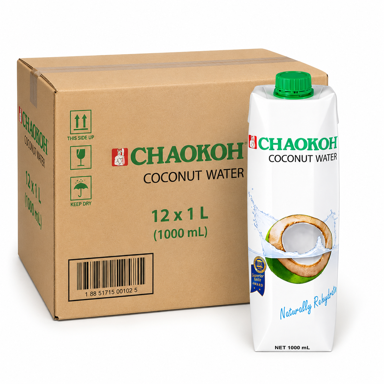 CHAOKOH Eau de coco 12 x 1 L